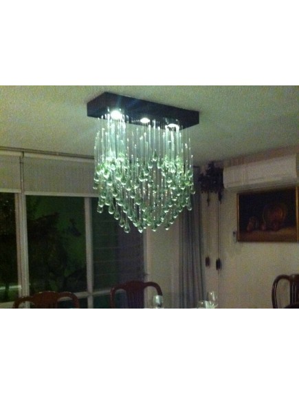 Candil Espiral Mediano Cristal y Rojo